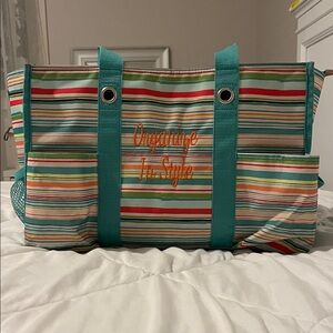 Thirty-One Colorful Striped Tote Bag